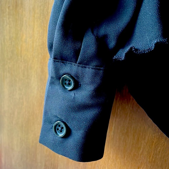 Who What Wear black chiffon tuxedo blouse.Small4-6. semi sheer. - Picture 2 of 5